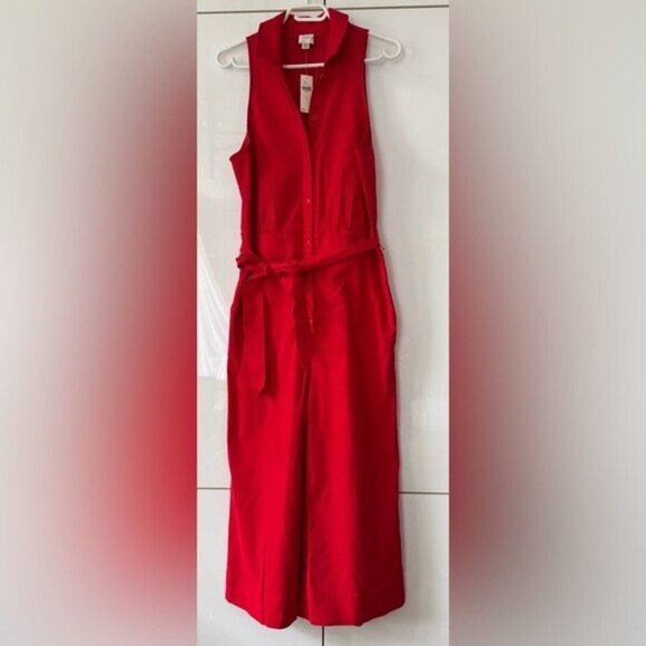 NWT Size 16 - Anthropologie Maeve Belted Cropped Jumpsuit in Red (NWT US$ 158) - Picture 11 of 16